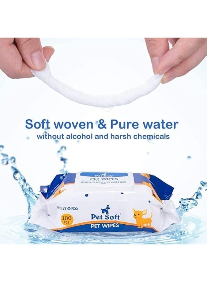 Pet Soft Dog Wipes Cleaning Deodorizing Grooming Wipes Hypoallergenic Puppy Paw Wipes for Doggie Cat Face Body Bult Eye Extra Thick Strong Soft Alcohol Free 8X6 INCH (4 bag=400 pieces) - Image 3